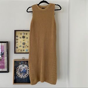 Massimo Dutti Camel Chunky Knit Short Casual Dress